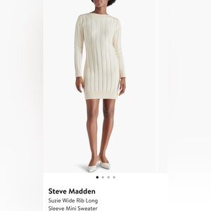 Steve Madden Suzie Wide Rib Long Sleeve Mini Sweater Dress